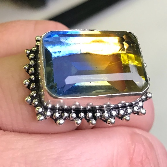 Huge bi-colored Tourmaline 925 Ring Sz8 - Picture 5 of 6